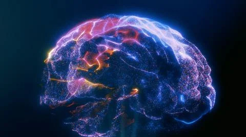 Colorful Artificial Intelligence 3d model. AI. Human brain. Nano technology Stock Illustration