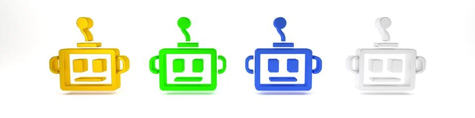 Colorful Artificial intelligence robot icon isolated on white background. M.. Stock Illustration