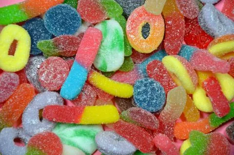 Colorful assorted chewy candy Stock Photos