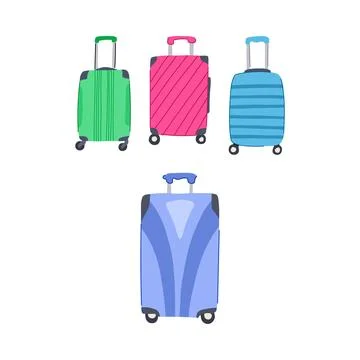 Colorful assorted hard shell suitcases for travel preparing Stock Illustration
