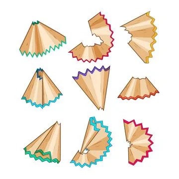 Colorful assorted pencil shavings vector illustration Stock Illustration