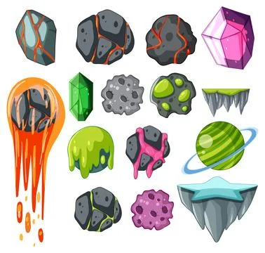 Colorful Assortment of Fantasy Space Elements Stock Illustration