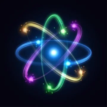 Colorful atom from particles. Vector illustration. Stock Illustration