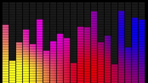 Colorful Audio Spectrum Equalizer Bars Animation on Black Background Stock Footage 313460061
