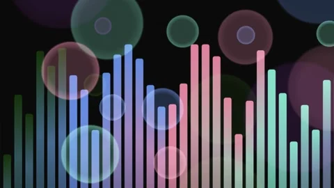 Colorful Audio Spectrum Equalizer with Bokeh Background Видео 330209875