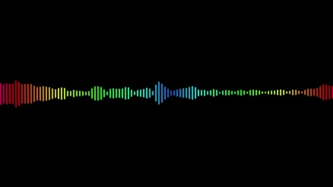 Colorful audio spectrum visualizer on black backdrop 库存影片 346490688