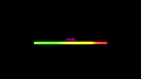 Colorful audio volume controller bar animation on black background. 4k video. Stockbeeldmateriaal 315935624
