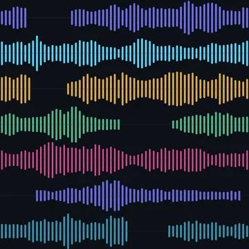 Colorful Audio Waveform Seamless Pattern Background Illustrazione stock