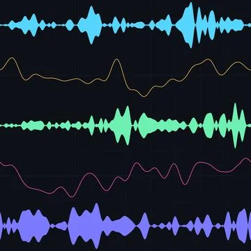 Colorful Audio Waveform Seamless Vector Pattern Illustrazione stock