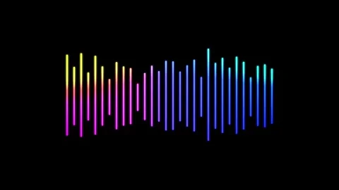 Colorful Audio Waveform Visualization on Black Background, Sound Wave Animati Vídeos de archivo 306114029