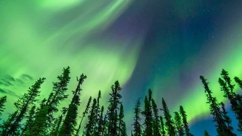 Colorful Aurora in pan-tilt motion control timelapse Stock Footage