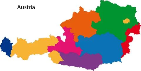 Colorful Austria map Stock Illustration
