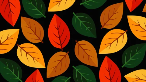 Colorful Autumn Leaf Pattern on Black Background Seamless Nature Footage Stock Footage 339159522