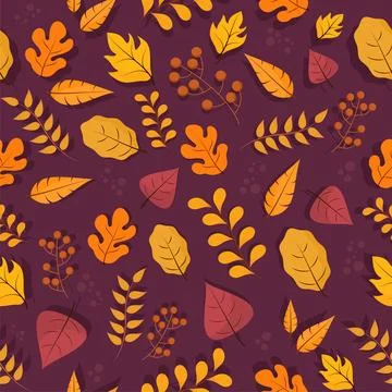 Colorful Autumn Seamless Pattern Background. Illustrazione stock