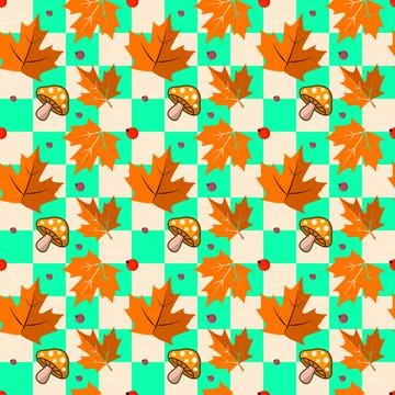 Colorful autumn seamless vector pattern Stock Illustration