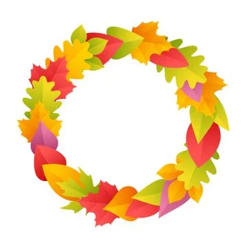 Colorful Autumn Wreath Stock Illustration