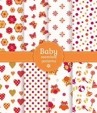 Colorful baby seamless patterns. Vector set. イラスト素材