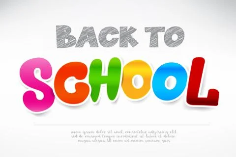 Colorful Back to School  calligraphy Title Texts with shadow on white Backgro Stock Illustration