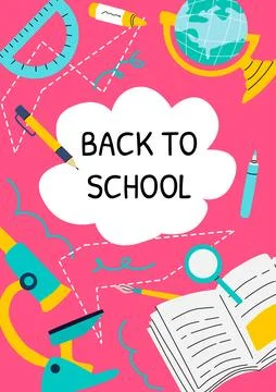 Colorful back to school design with educational tools and supplies Stock Illustration