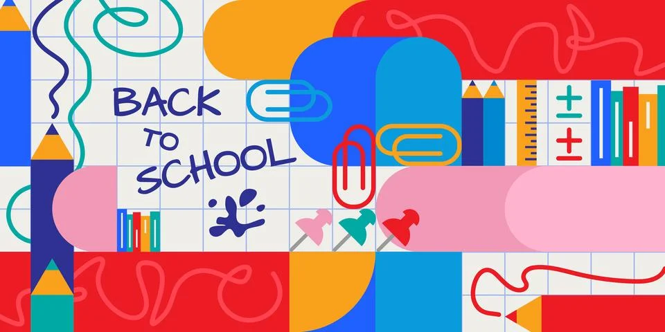 Colorful back to school geometric pattern Stock Illustration