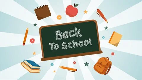 Colorful Back to School Vector Background and Banner Design Stock Illustration
