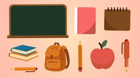 Colorful Back to School Vector Background and Banner Design Stock Illustration