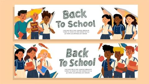 Colorful Back to School Vector Background and Banner Design Illustrazione stock