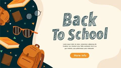 Colorful Back to School Vector Background and Banner Design Stock Illustration