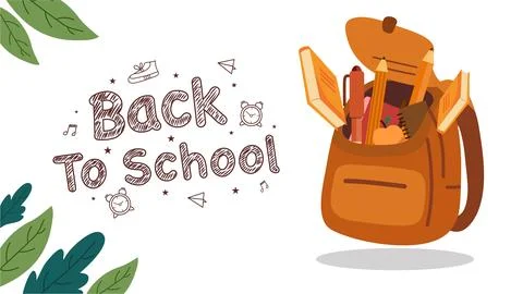 Colorful Back to School Vector Background and Banner Design Stock Illustration