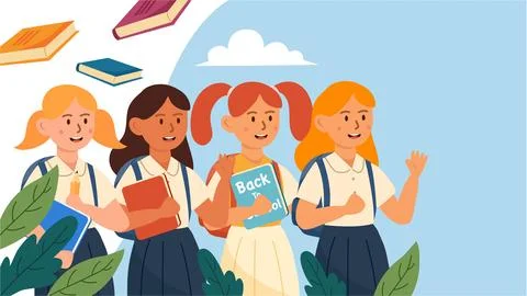 Colorful Back to School Vector Background and Banner Design Stock Illustration