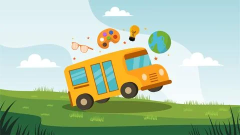 Colorful Back to School Vector Background and Banner Design Illustrazione stock