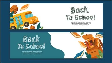 Colorful Back to School Vector Background and Banner Design Stock Illustration