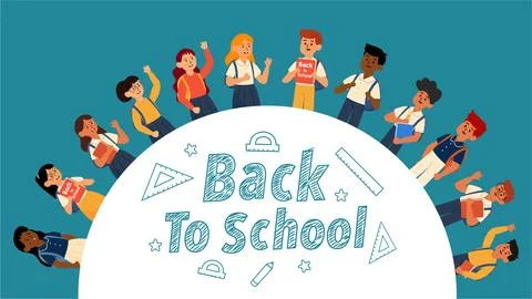 Colorful Back to School Vector Background and Banner Design Stock Illustration