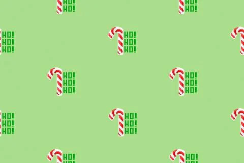 Colorful background of Christmas pattern made with Pixel Art. Stock Illustration