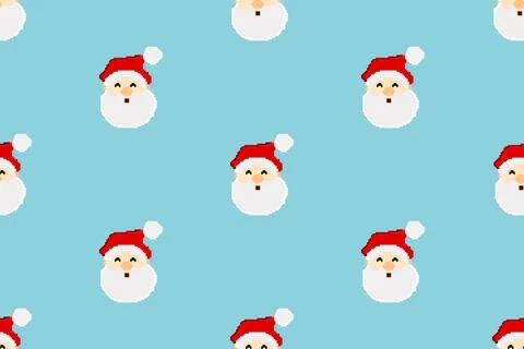 Colorful background of Christmas pattern made with Pixel Art. Stock Illustration