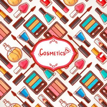 Colorful background with cosmetics Stock Illustration