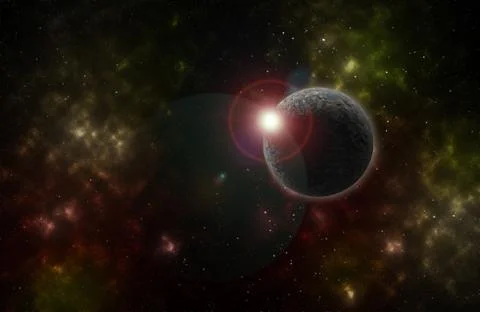 Colorful background of a deep space star field and planet Stock Illustration