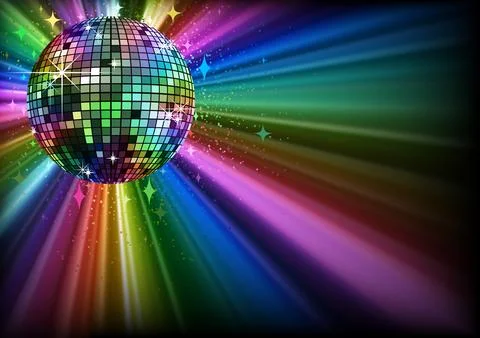 Colorful Background with Disco Ball Stock Illustration