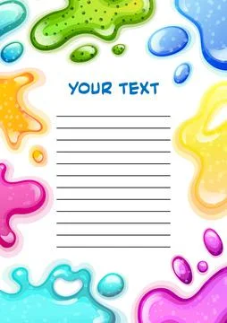 Colorful background frame with slime splashes, with copy space for text Stock Illustration