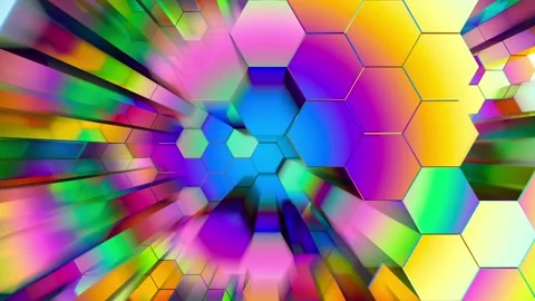 Colorful background of hexagons. Seamless loop. Stock Footage 144016565