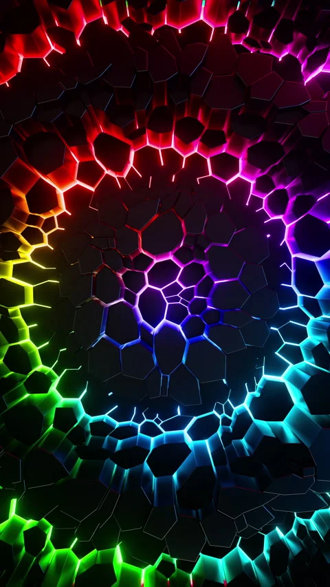 Colorful background with many hexagons moving waves. Vertical looped animat.. Stock Footage 321127321