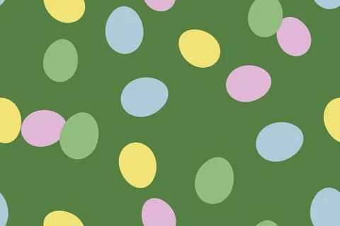 Colorful background of painted Easter eggs. Easter eggs on a green backgrou.. 스톡 일러스트