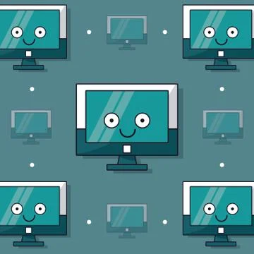 Colorful background with pattern of animated lcd monitor Stock Illustration