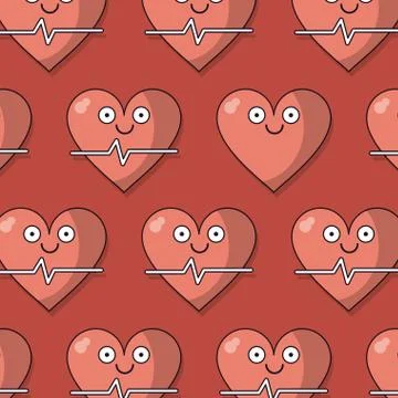 Colorful background with pattern of heart and pulse signal animated 스톡 일러스트