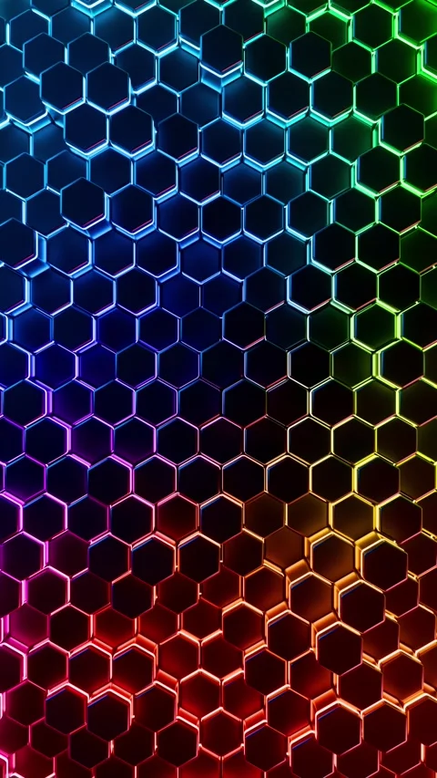 A colorful background with a pattern of hexagons. Vertical looped animation Stock Footage 308010367