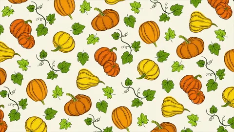 Colorful background with pumpkins on a seamless loop Stock Footage 316836573