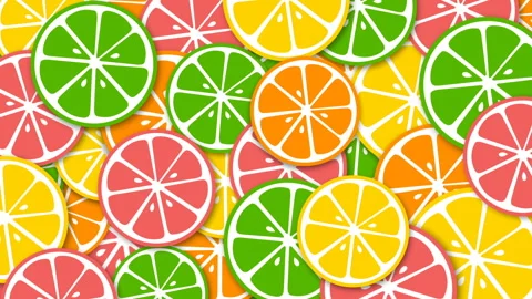Colorful background with rotating lemons Stock Footage 112075958