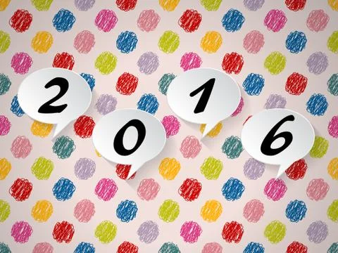 Colorful background with speech bubbles and 2016 text Illustrazione stock