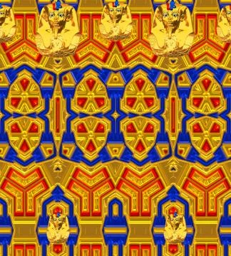 Colorful background with unique patterns and Egyptian motif. Stock Illustration