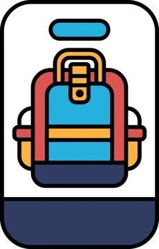 A colorful backpack is shown on a white background Stock Illustration